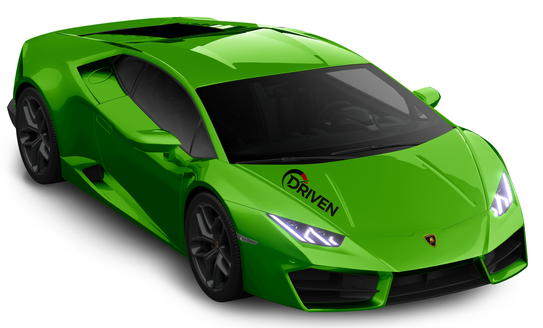 Green exotic car with Xpel paint protection film, displaying premium protection solutions by Driven.