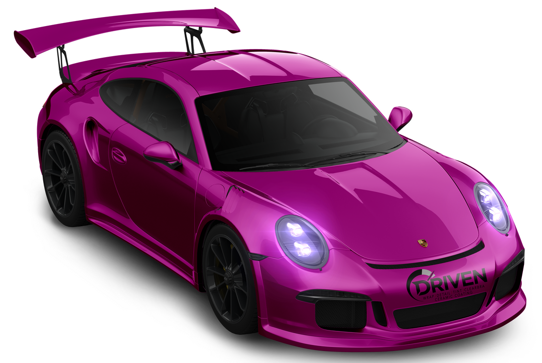 Pink sports car fitted with Xpel paint protection film, highlighting Driven’s expertise in vehicle protection.